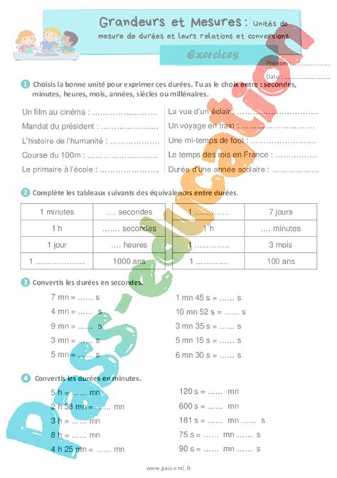 Unités de mesure de durées et leurs relations et conversions