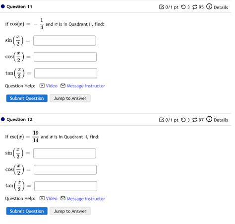 Solved Question If Cos X And X Is In Quadrant Ii Chegg