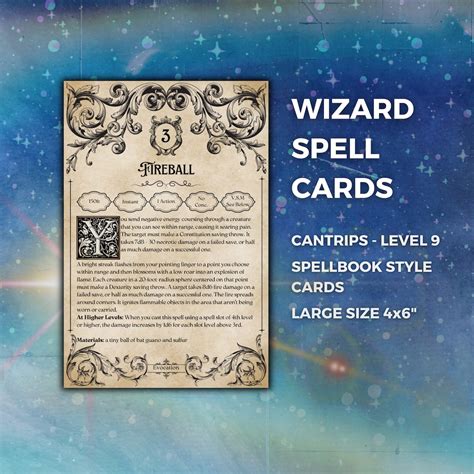 Dnd Wizard Spell Cards Printable 5E Dungeons & Dragons Spell Book Blank ...