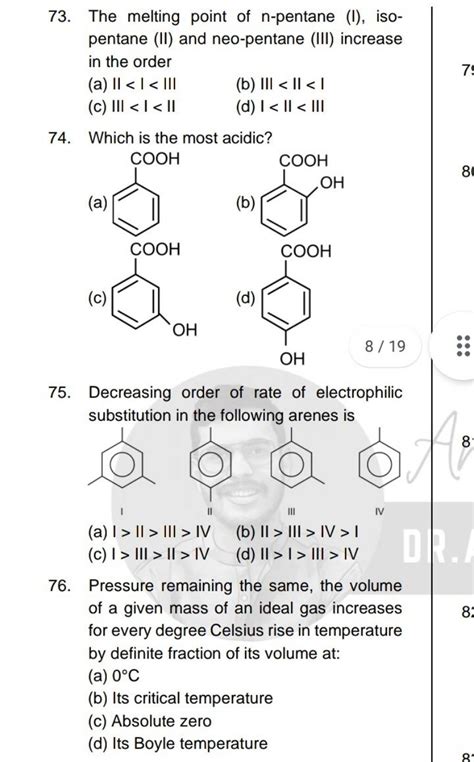 The melting point of n-pentane (I), isopentane (II) and neo-pentane (III)..