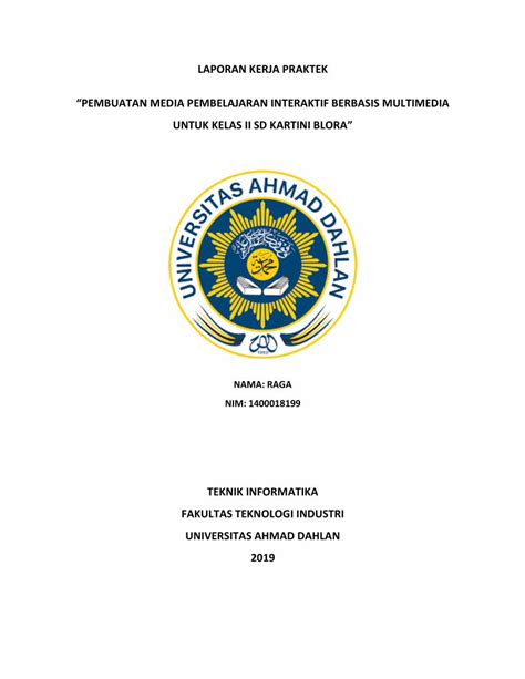 Pdf Laporan Kerja Praktek Pembuatan Media Pembelajaran Eprints Uad