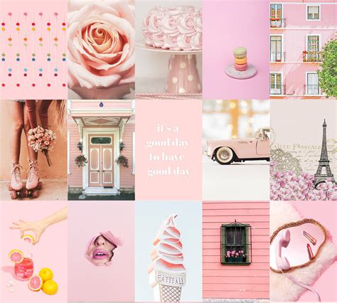 Pink Aesthetic Wall Collage Kit, Photo Collage Kit Pink, Aesthetic Room ...