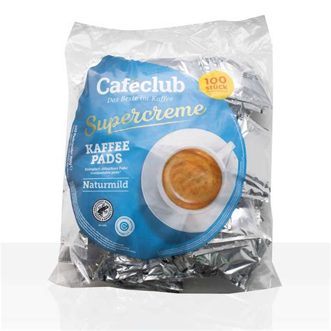 Cafeclub Kaffee Pads Supercreme Naturmild 100Stk Einzeln Verpackt