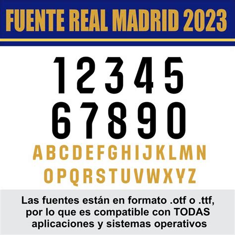 Tipografia Real Madrid Camisetas Ttf Otf Numeros Dorsal Sublimar