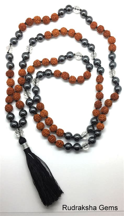 Hematite Rudraksha Beaded Necklace Crystal Guru Bead Black Etsy Uk