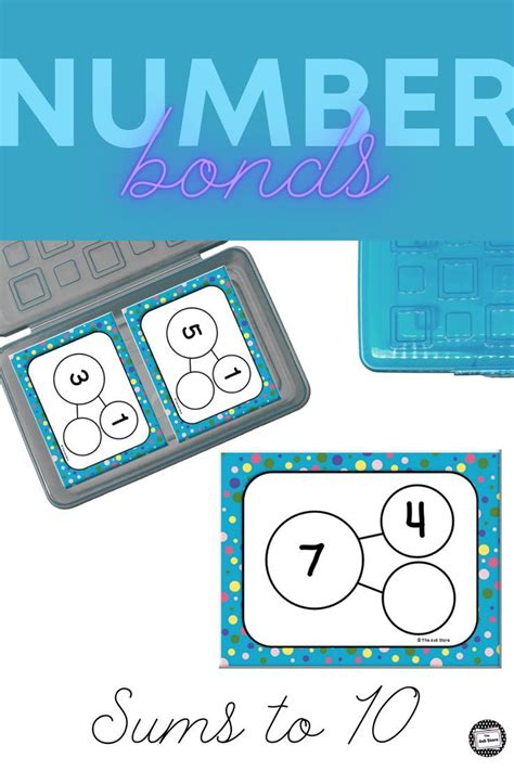 Number Bond Flash Cards Sums To 10 Flash Cards Blue Primary Dots In