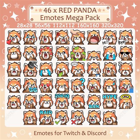 Red Panda Emotes X 46 For Twitch And Discord Emote Red Panda Twitch Emote