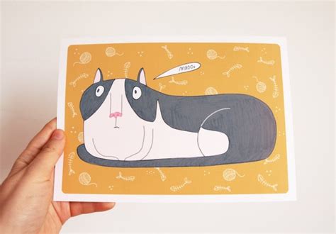 Items Similar To Fat Cat A5 Print On Etsy