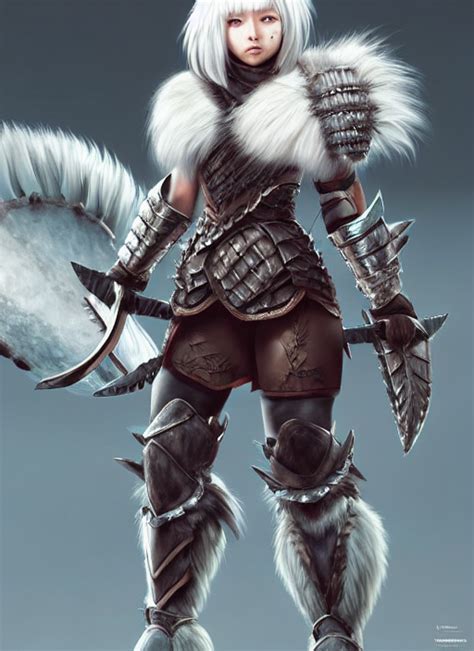 Krea Ai Warrior Fur Lined Heavy Armor Beautiful And