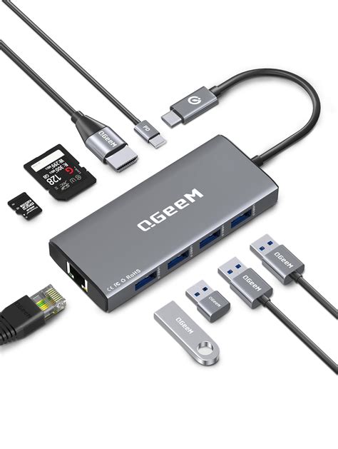 Snapklik QGeeM USB C Hub Ethernet 9 In 1 Docking Station