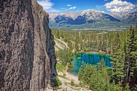 View Above The Grassi Lakes In Canmore Canada Sky Lake Mountain