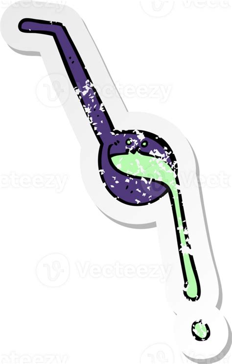 Retro Distressed Sticker Of A Cartoon Ladle 36452418 Png