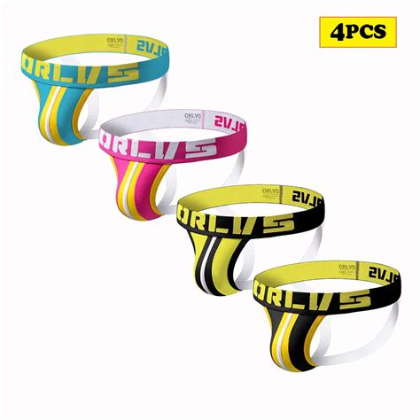 4PCS Sexy Men Bikini Underwear Mens Cotton Lingerie G String Jockstrap Underpants Gay Briefs Man