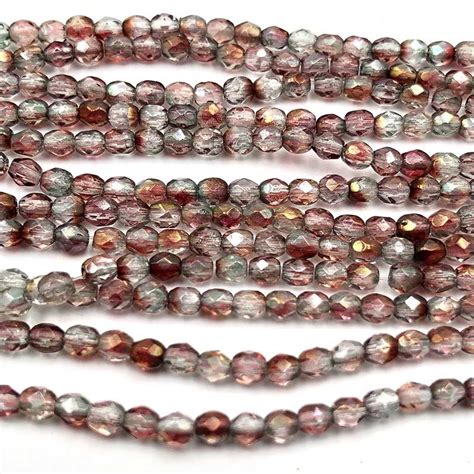 Beads Online Australia Czech Faceted Round Firepolished Glass Beads 3mm 50 Luster Pinkcrystal