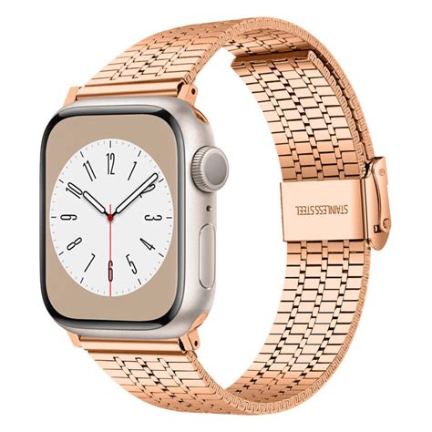 Apple Watch Luxe Roestvrij Stalen Band Ros Goud Smartwatchbanden Nl