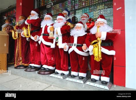 santa claus display christmas shop window beijing china stock photo alamy