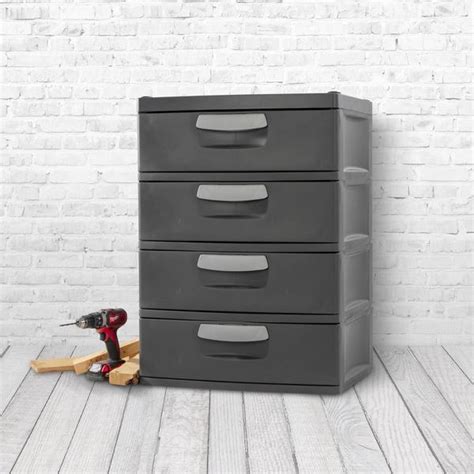 Sterilite 0174 4 Drawer Unit Flat Gray 01743v01