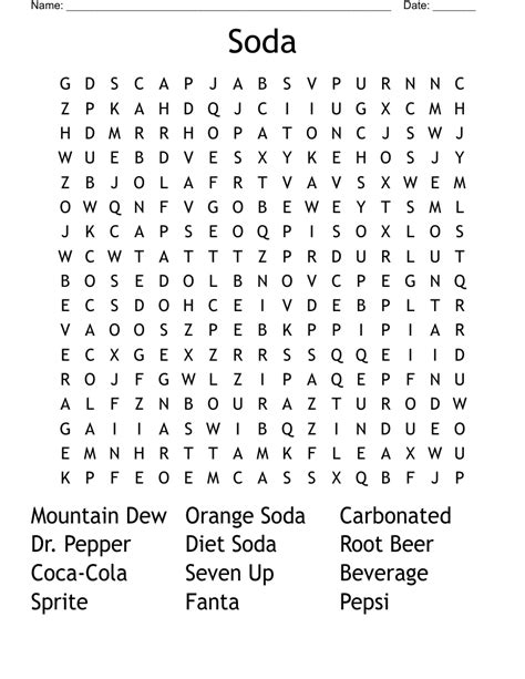 Soda Word Search Wordmint