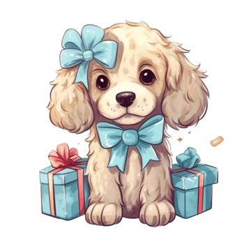 Cute Doodle Dog For Present For Christmas Day, Dog, Canine, Doggy PNG ...