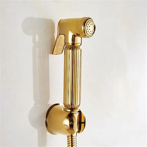 Gold Solid Brass Bidet Sprayer Wall Mount Shower Toilet Bathroom