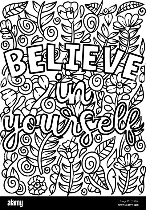 Believe In Yourself Motivational Quote Coloring Stock Vector Image