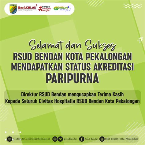 RSUD BENDAN KOTA PEKALONGAN MENDAPATKAN STATUS AKREDITASI PARIPURNA