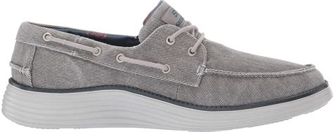 Skechers Men S Status Lorano Moc Toe Canvas Deck Shoe Ltgy Size