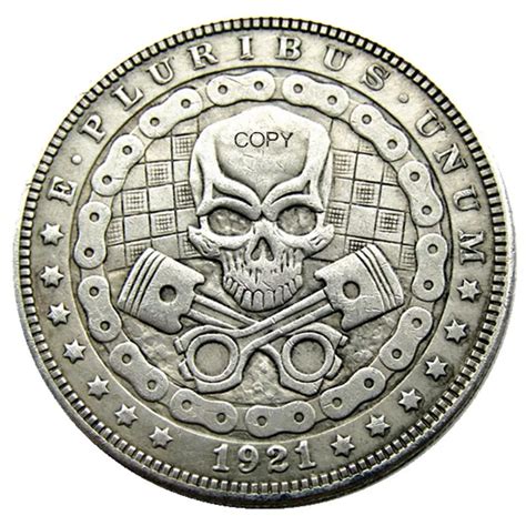 Hb Us Hobo Morgan Dollar Skull Zombie Skeleton Silver Plated