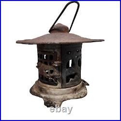 Antique Cast Iron Japanese Pagoda Lantern For Candle Garden Art