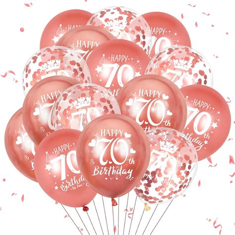 70th Latex Birthday Balloons 15 Pcs Rose Gold Happy 70th