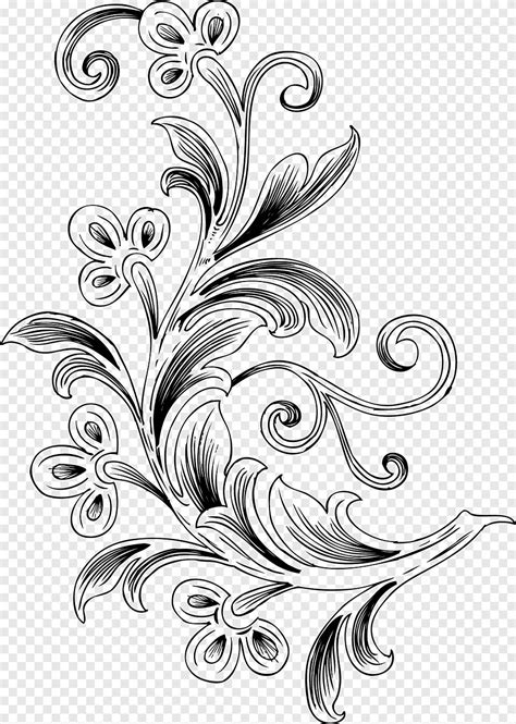 Drawing Painting Pencil Batik Monochrome Symmetry Png Pngegg