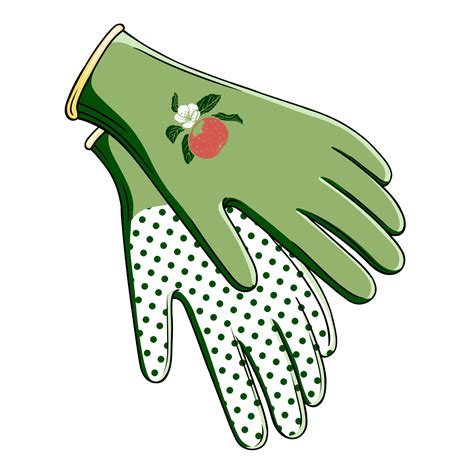 Vector Image Of Gardening Gloves In Green Color With An Image Of An