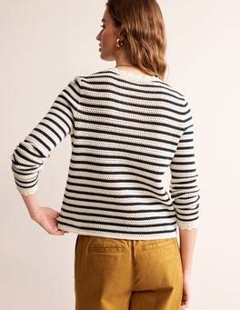 Texturierter Pullover Mit Muschelsaum Warmes Naturwei