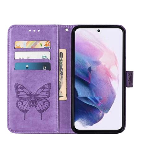 Köp Samsung Galaxy S22 Fodral Butterfly Läder Lila Teknikhallen se