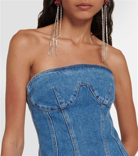 Magda Butrym Strapless Denim Corset Top In Azul Modesens