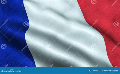 French Flag Waving In The Wind Isolated France Stock Illustration