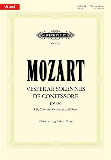 Forwoods Scorestore Mozart Vesperae Solennes De Confessore K