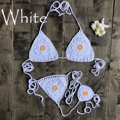 New Arrival Handmade Crochet Flower Micro Bikini G Thong String Beach