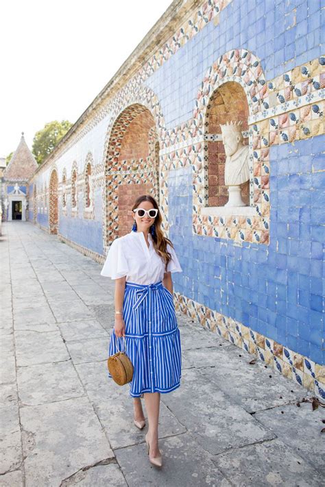 J Crew Blue Stripe Skirt Striped Skirt Outfit Stripe Skirt Skirt