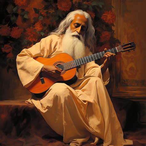 Premium AI Image | Rabindranath Tagore Playing Guitar