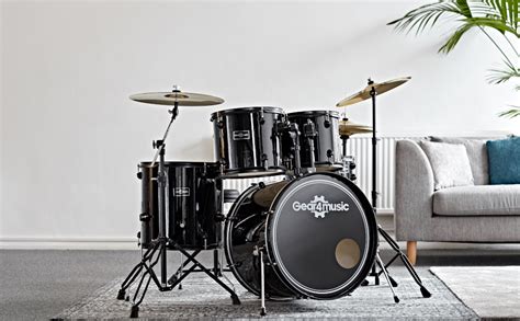 Full Size 5 Piece Beginners Drum Kit BDK 1 By Gear4music Black