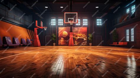 Premium Photo | A beautiful cool indoor basketball field stadium