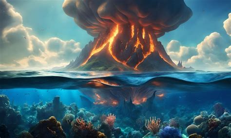 Premium AI Image | Underwater Volcanoes in the Ocean Floor