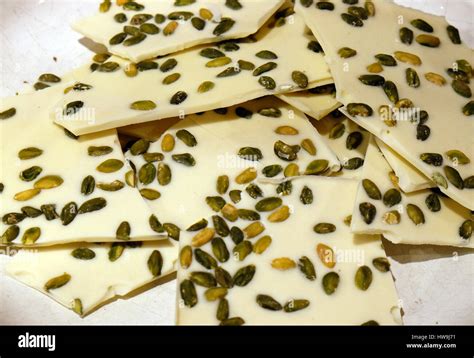 Homemade White Chocolate With Pistachios Stock Photo Alamy