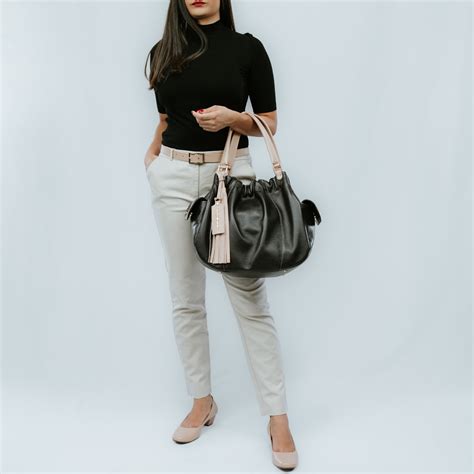 Bolsa Saco De Couro Leg Timo Grande Caf Nude