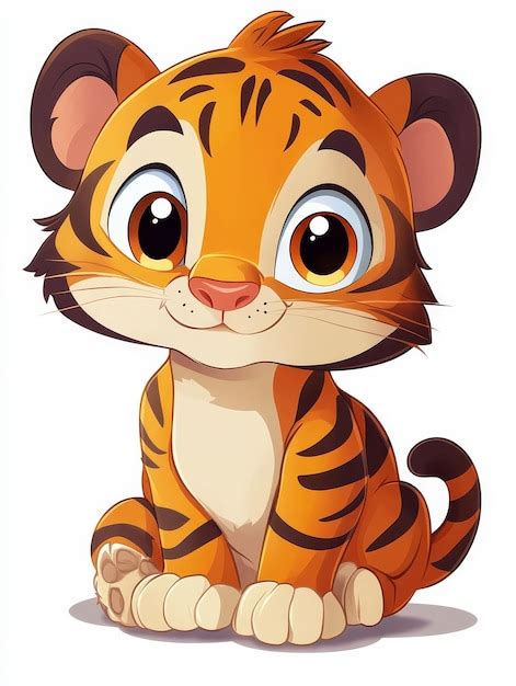 Cute Cartoon Tiger Cub Premium Ai Generated Image