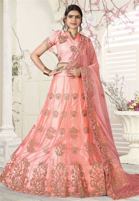 Pink Net Embroidered Circular Lehenga Choli Designer Lehenga