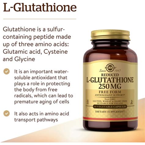 REDUCED L GLUTATHIONE 250 MG 60 VEGETABLE CAPSULES