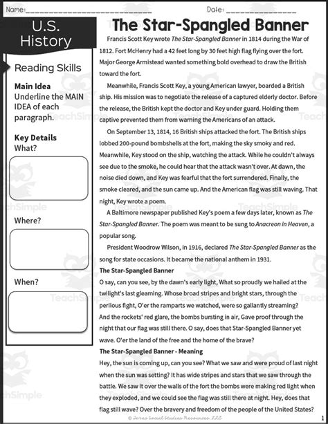 The Star-Spangled Banner Reading Packet by Teach Simple