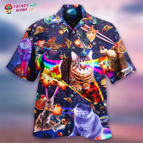 Cat Ride Food In Space Galaxy Hawaiian Shirt Trendy Aloha Trendy Aloha